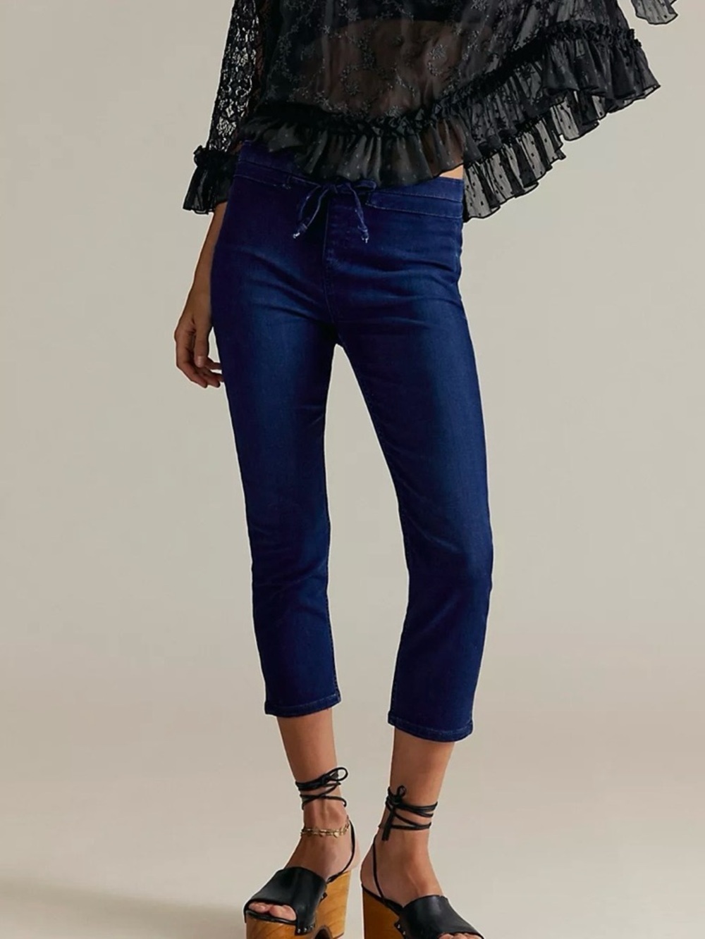 New We The Free Knockout Mid Rise Crop Jeans Dark And Stormy
